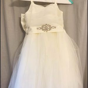 White Flower girl dress with bow